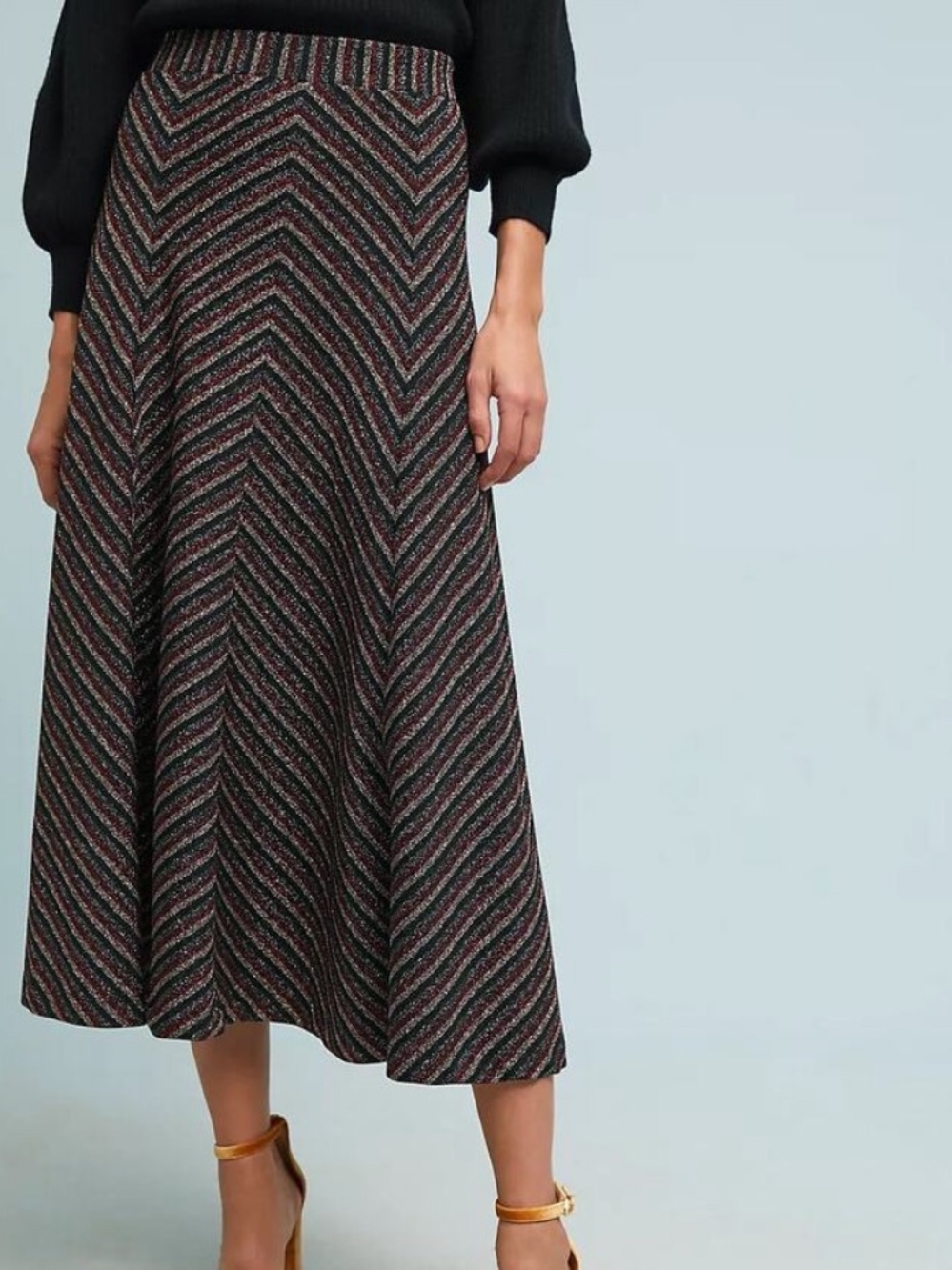 Anthropologie Maeve Chevron Shine Skirt (Small/Med)